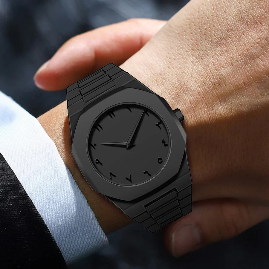Arabic Aura Full Black Luxury Waterproof Wrist Watch