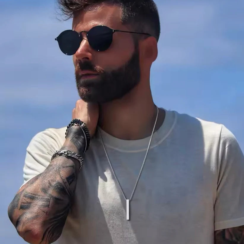 Premium Silver Vertical Bar Pendant