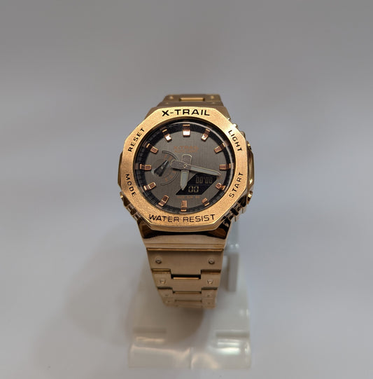 X-TRAIL Analog-Digital Wrist Watch – Water Resistant Stainless Steel Stra