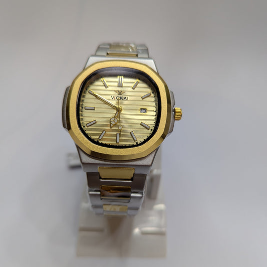 Viokai Two-Tone Stainless Steel Analog Wrist Watch