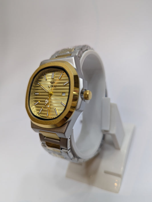 Viokai Two-Tone Stainless Steel Analog Wrist Watch
