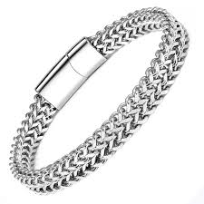 Men’s Stainless Steel Woven Chain Bracelet – Silver