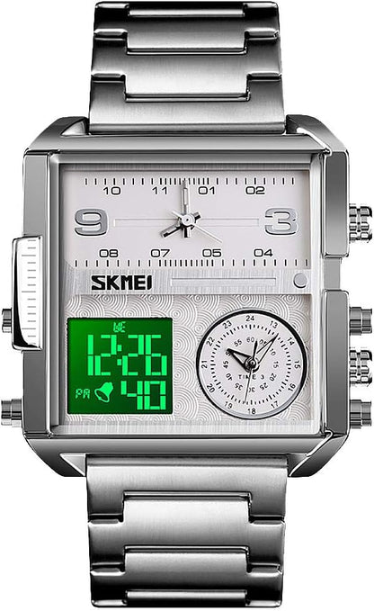 Skmei square 3 time Analog Digital 41mm dial watch for Men 1584