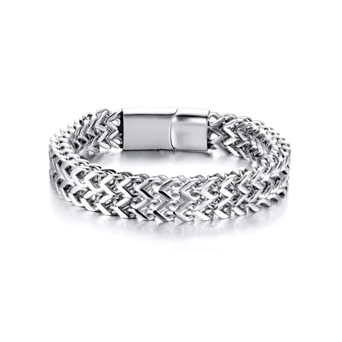 Men’s Stainless Steel Woven Chain Bracelet – Silver