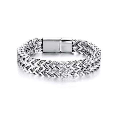 Men’s Stainless Steel Woven Chain Bracelet – Silver