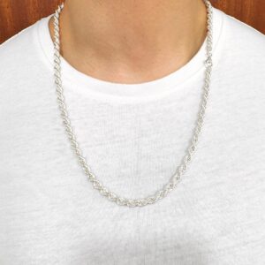 Men’s Silver-Tone Rope Chain Necklace