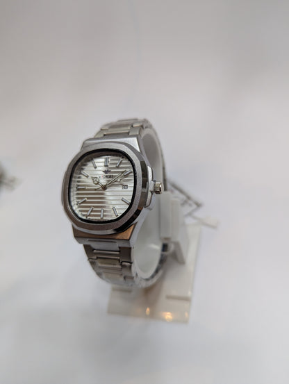 Viokai Silver Stainless Steel Wrist Watch with Date Display – Classic Analog Men’s Timepiece
