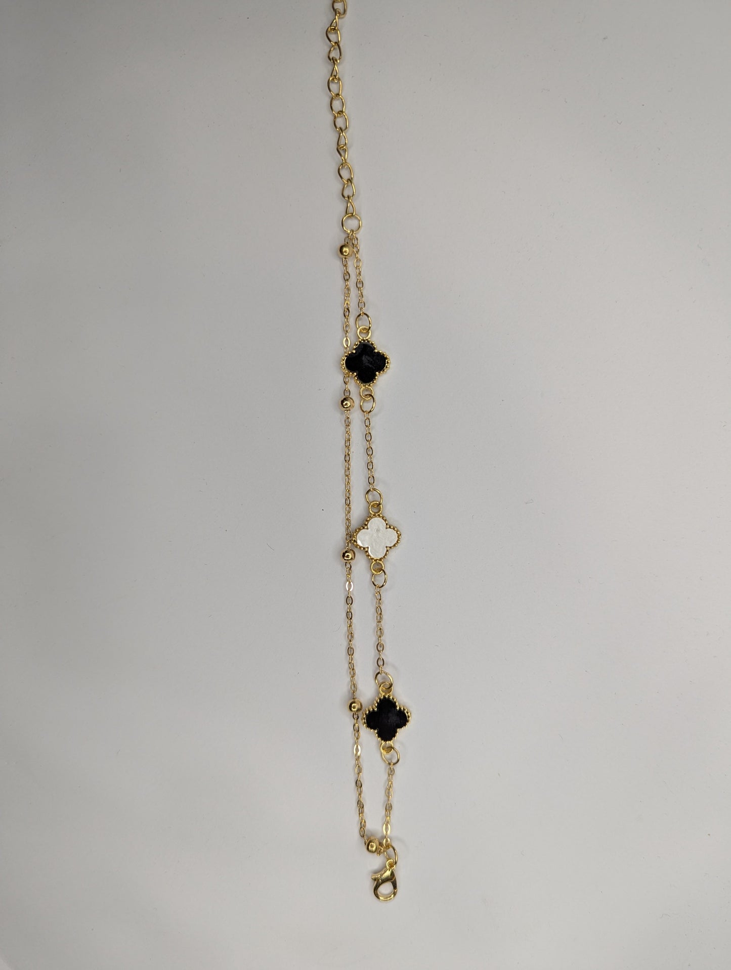 Black & White Quatrefoil Gold Bracelet