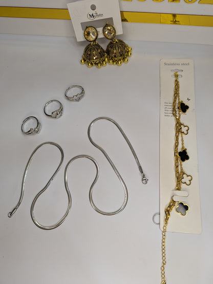 ✨ DEAL 1 – Elegant Jewelry Set (3 Rings + Necklace + Bracelet)
